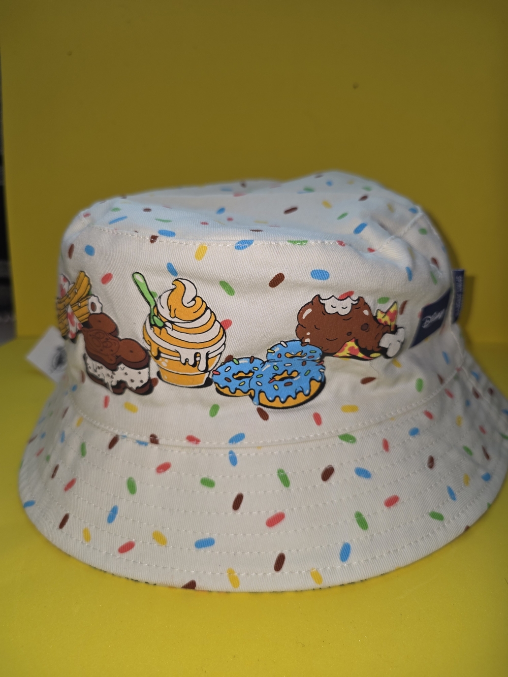Disney Eats Mickey Snacks Reversible White Bucket Hat SPRINKLES